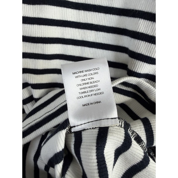 Gibson Latimer Women's Black and White Striped Ruffle Cap Sleeve Top S/M - Picture 7 of 7